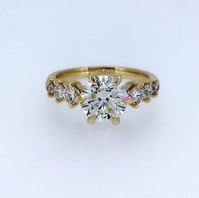 Custom Bridal with Round Brilliant in Yellow Gold