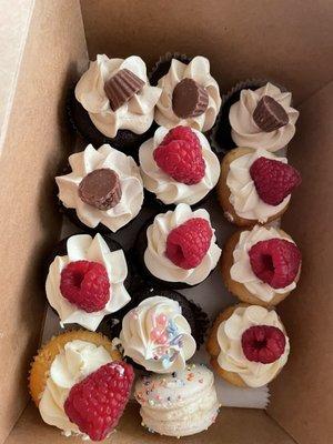 Reese's, raspberry, and coco cup cake