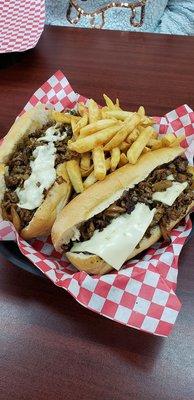 Philly Steak sandwich and fries