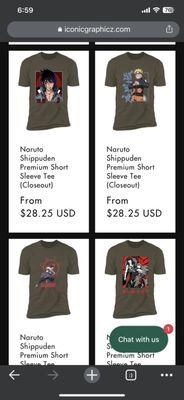 Graphic anime shirts