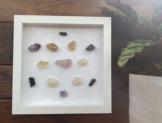 Health and Wellness Crystal Grid - Framed Art