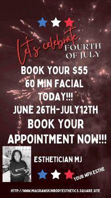 Good morning I do have a $55 60 min Facial deal going on today! My booking link is in my bio ... come on through