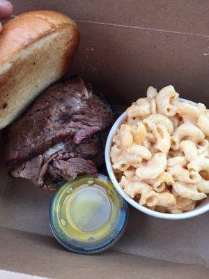 brisket sandwich and mac and cheese, incase you couldnt tell....