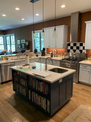 Kitchen island with bookcase