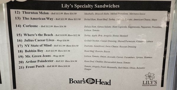 Specialty sandwich menu (2 of 2)