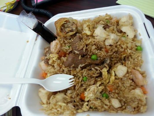 My fav!! Combo fried rice and 2 egg rolls.