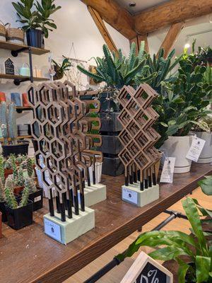 Handmade plant trellises for supporting healthy houseplant growth