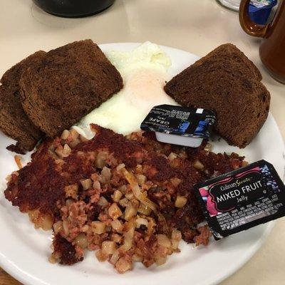 Corned Beef hash and Rye toast. Perfection!