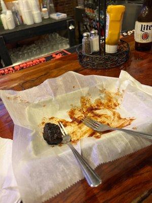 All but one left of the pork belly burnt ends... hands down the best BBQ I've ever had!