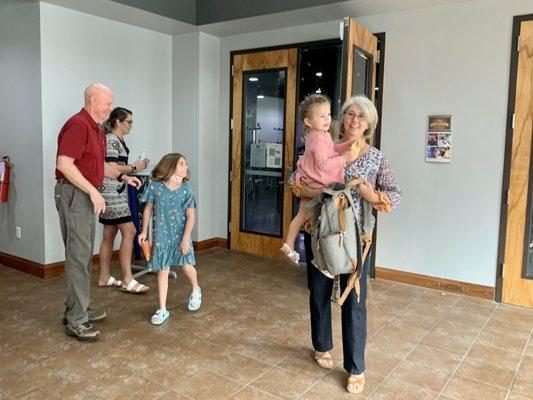 Emmaus Kids gather in the Ballroom above the Garden Theatre.