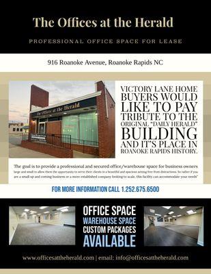 The Offices at the Herald
916 Roanoke Ave
Roanoke Rapids, NC 27870