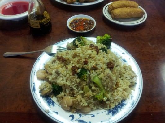 Chicken and shrimp fried rice.