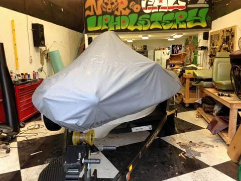 Ratcheting bass boat cover