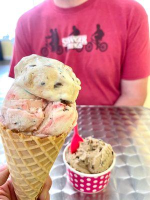 Double scoop - munchie Madness and kitty kitty bang bang (cherry) and a bowl of espresso Oreo