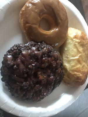 Apple Fritter, Carmel Doughnut and Boudin Sausage Kolache