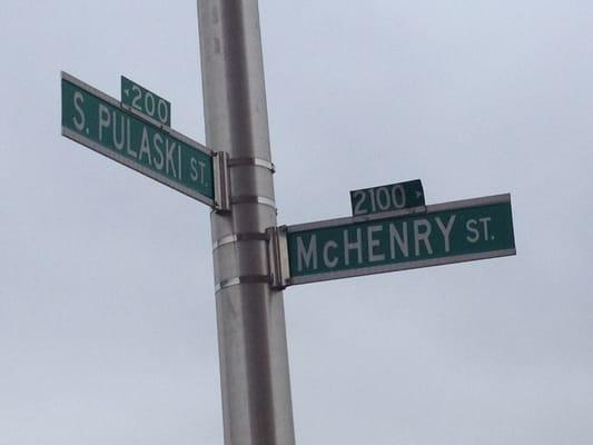 The office can be found on the corner of this intersection.