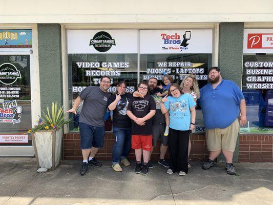 All of us together from Tech Bros of Wilkes Inc and Summit Gaming in Wilkesboro NC. We are posing for our new show on YouTube.