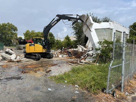 Demolition of a commercial building.