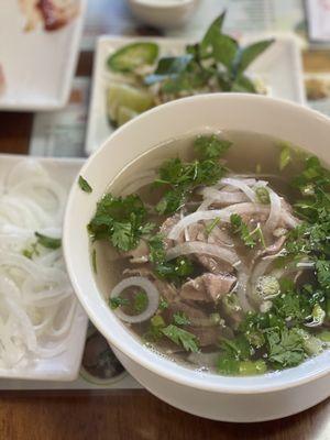 Rare steak and brisket pho