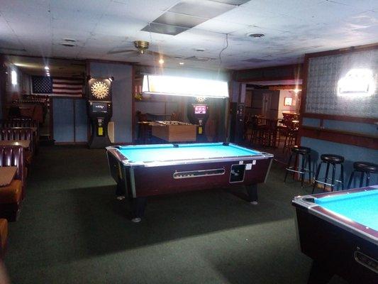 Pool Tables, Dart boards, phooseball, arcade games