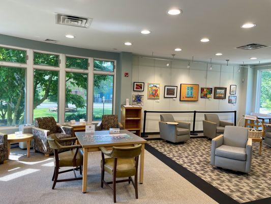 A quiet reading area with lots of natural light