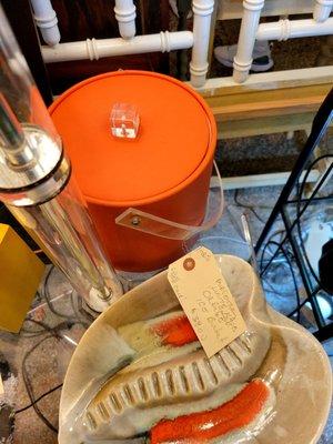 Aug 2021: Mid-century lucite ice bucket & ashtray. (The ice bucket left w/ me-- for a friend)