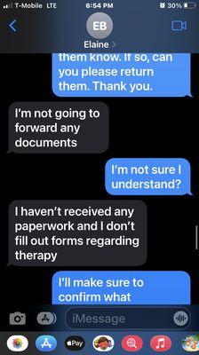 Text communication with an unprofessional therapist cont'