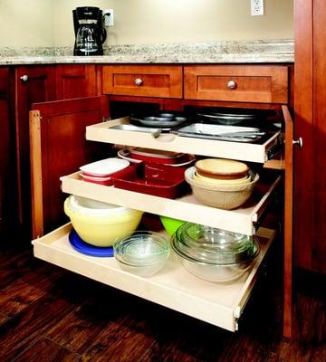 ShelfGenie of NJ custom designs, builds and installs pull out shelves for all of your existing cabinets and closets.