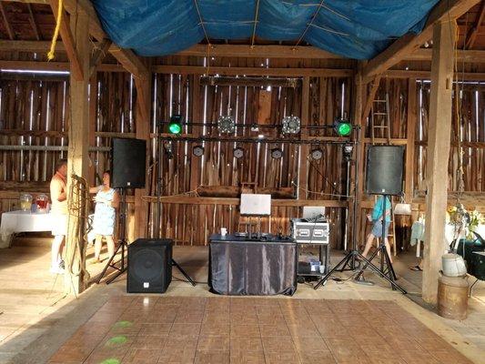 Show in rustic barn,