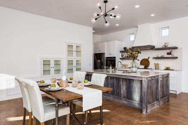 Custom Built home - Main living space with radiant concrete floors, custom IKEA kitchen and high ceilings