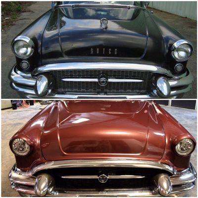 Before and after my 55 Buick.