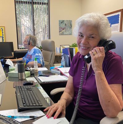 Volunteers help in the office