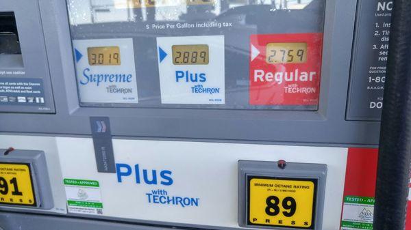 2.76$/gal for Reg. unleaded; price subject to increase with an insane, old Joffrey as POTUS.