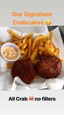 Our homemade Baltimore Crab Cakes with our signature spicy mayo