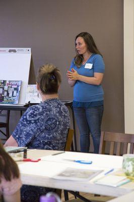 Nicole leading a vision board workshop