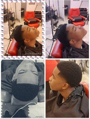 Temple High Taper Fade with Razor and Black spray