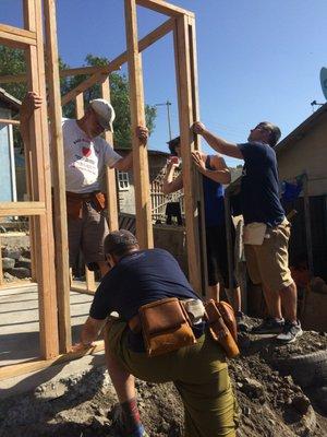 Here, members of Mount Cross are building a house in Mexico with Lutheran Border Concerns.