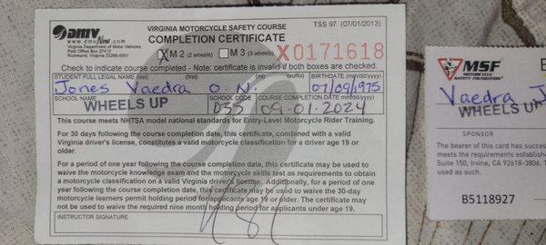 I'm a licensed Motorcyclist!