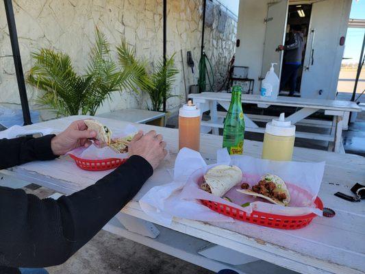 Tacos al pastor, campechano, and carnitas. So good!