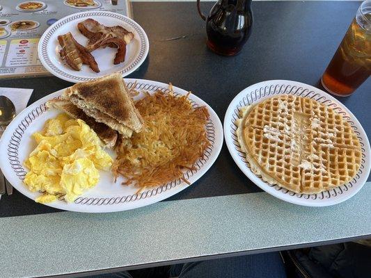 The All Star breakfast.  1 waffle, bacon, scrambled eggs, toast and hash browns.