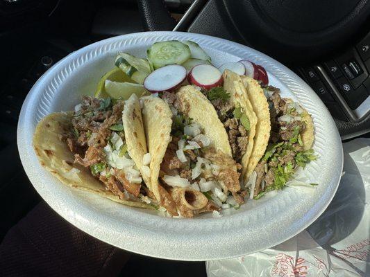 Tripa and carne asada tacos