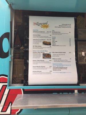 Food truck menu