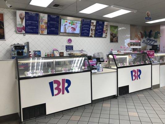 Newly remodeled Baskin-Robbins! So fresh and clean! Very nice just like the crew members who work here always smiling and offering samples!