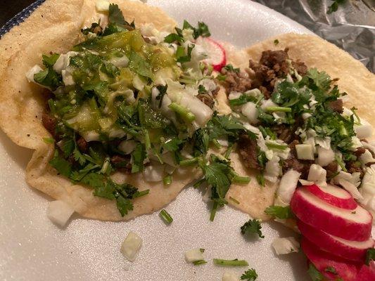 Asada tacos with handmade tortillas