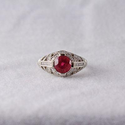 Art Deco Inspired Ruby and Diamond Ring