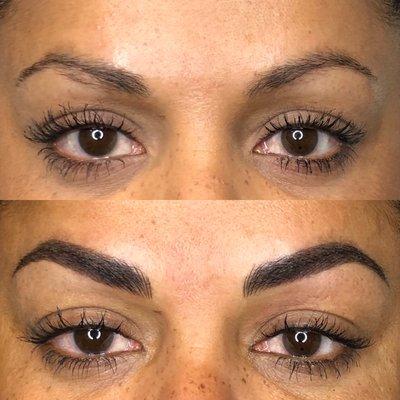 Before and after combo brow