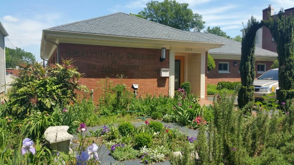 Beautiful garden at the entrance.