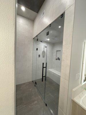 Custom design and build. Steam shower in master bathroom.