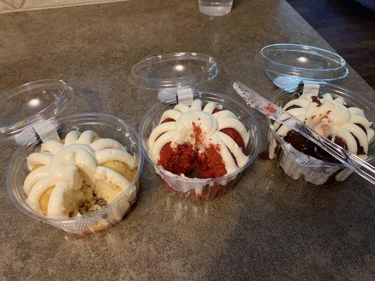 White chocolate raspberry, red velvet, and chocolate chocolate chip. Loved all three!