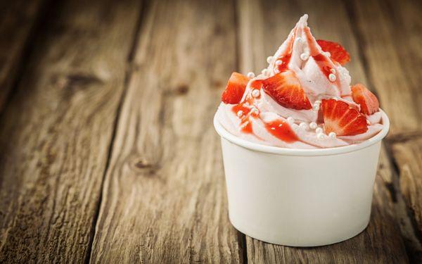 Froyo topped with Delicious Strawberries